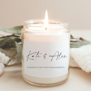 Étiquettes de bougies, Cadeau de fiançailles personnalisé, Cadeau de fiançailles pour couple, Étiquette de bougie de fiançailles, Cadeau de fête de mariage, Carte de fiançailles