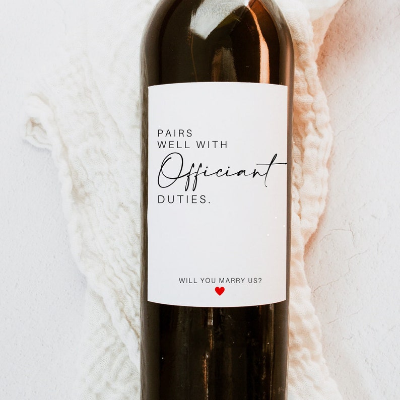 Pairs Well With Officiant Duties Personalized Officiant Wine Etsy