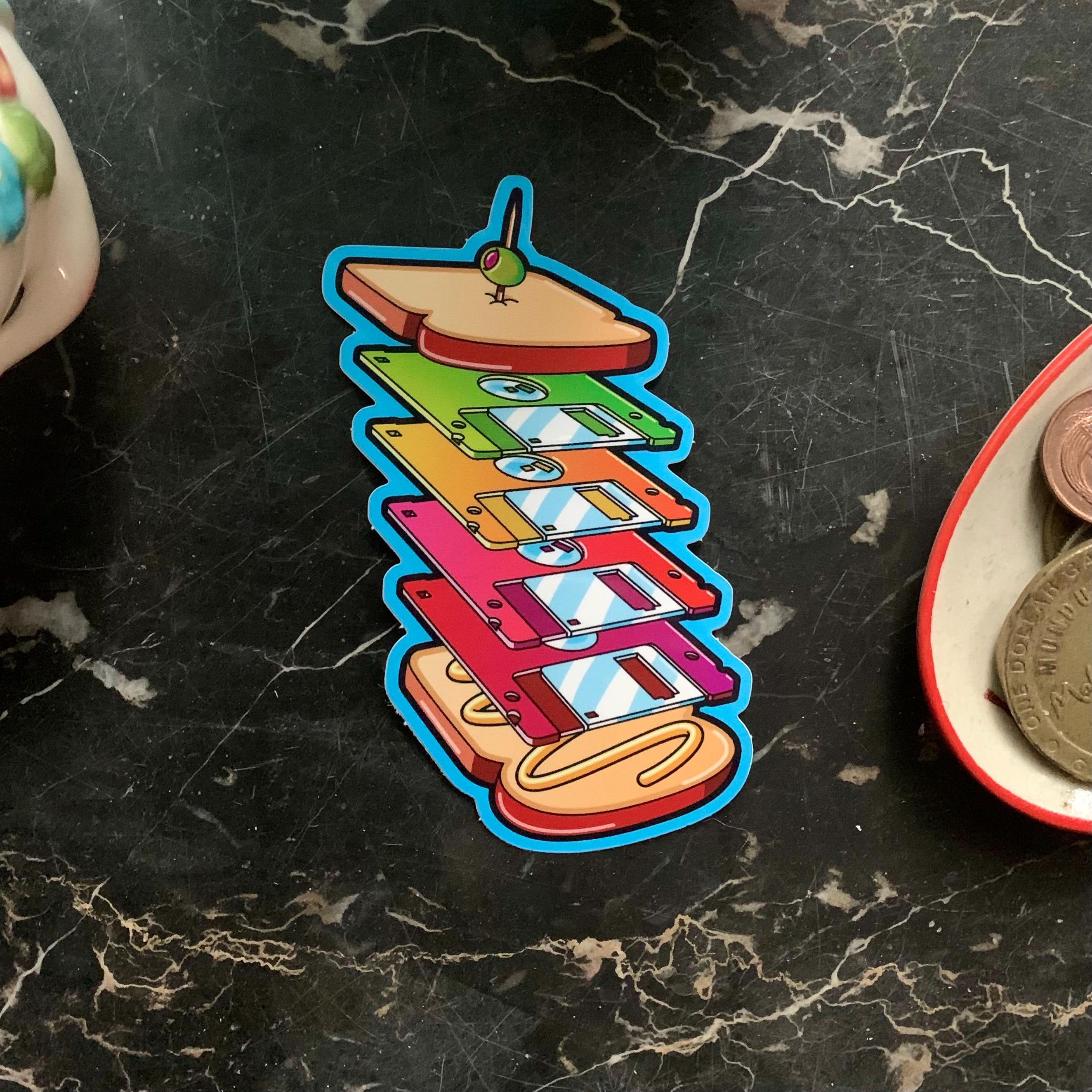 Floppy Disk Sandwich Vinyl Sticker - Etsy