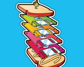 Floppy Disk Cute Vinyl Waterproof Sticker Kawaii Aesthetic - Etsy