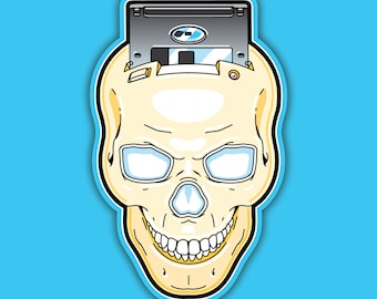Floppy Disk Skull Vinyl Sticker