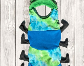 Child blue caterpillar costume, Custom caterpillar outfit, caterpillar Halloween costume, fleece caterpillar