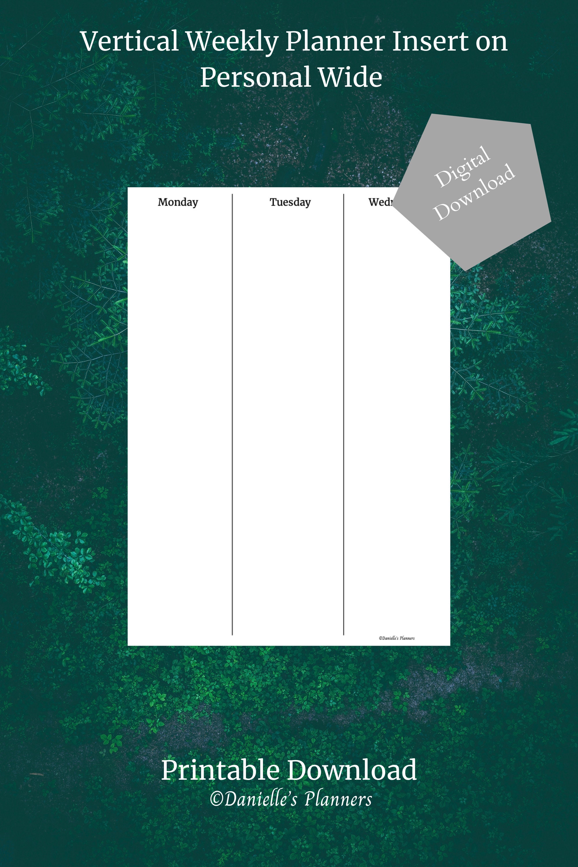 Vertical Weekly Planner With Dot Grid Insert Personal Wide, Digital ...