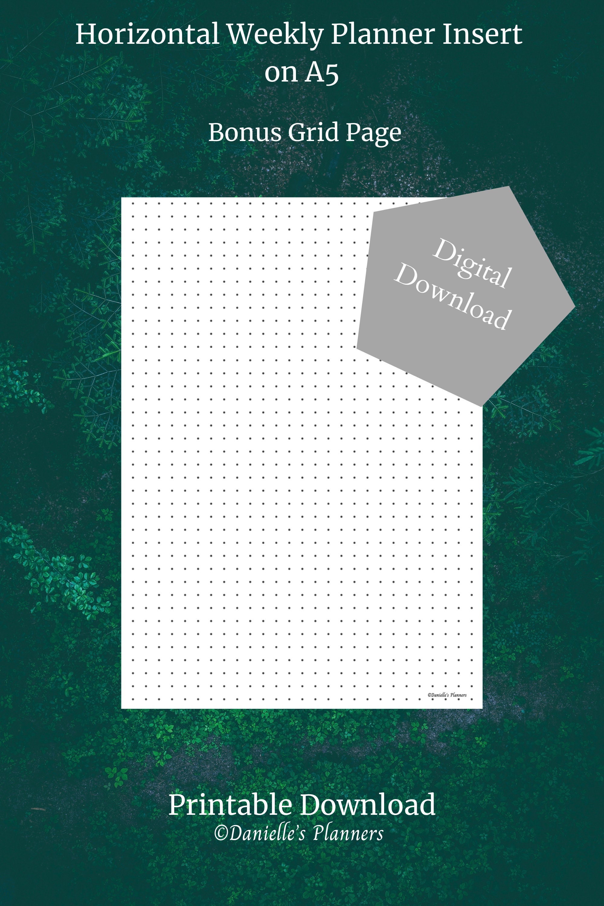 Horizontal Weekly Planner With Dot Grid Insert A5, Digital Download ...