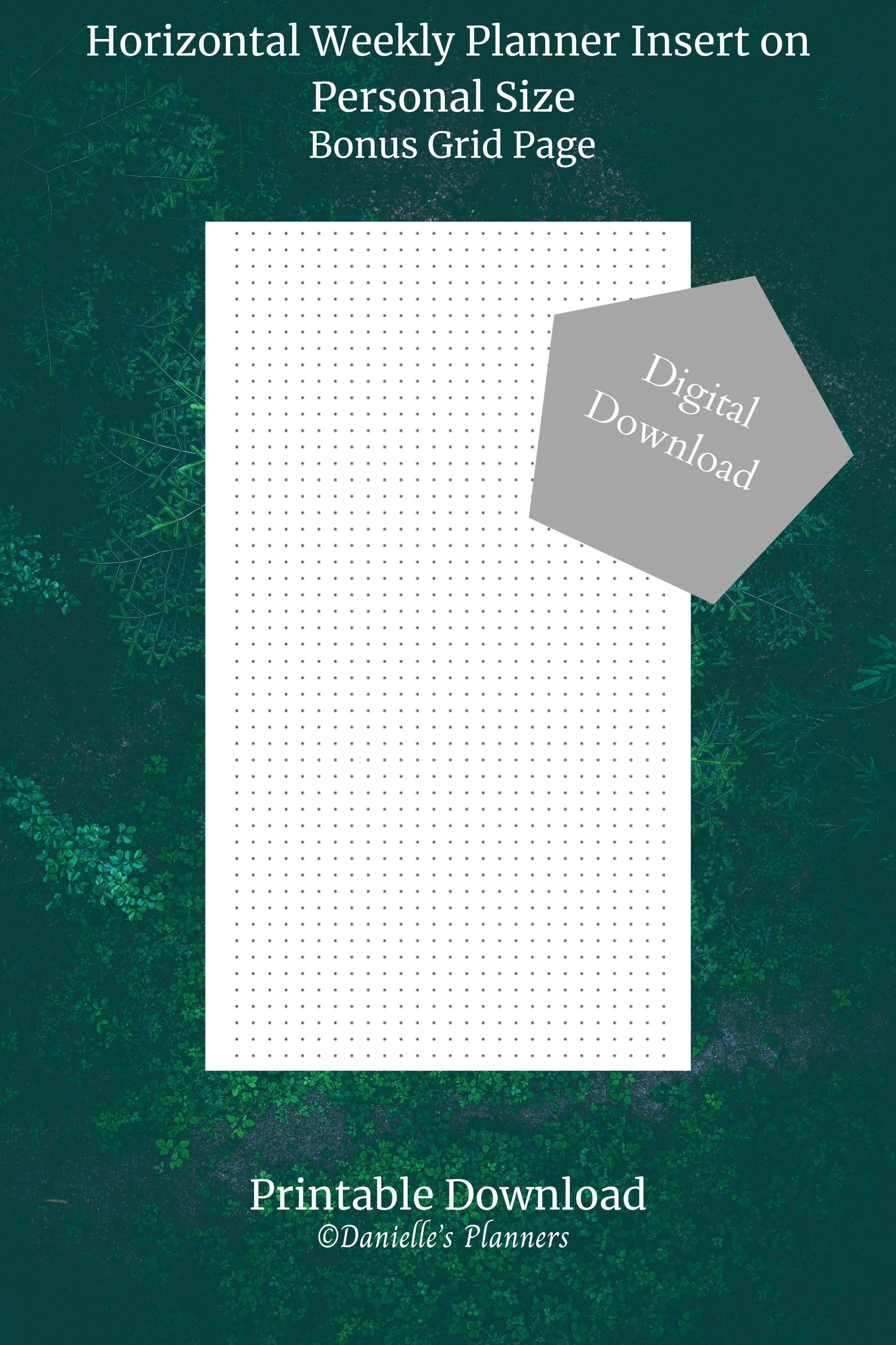 Horizontal Weekly Planner With Dot Grid Insert Personal Size, Digital ...