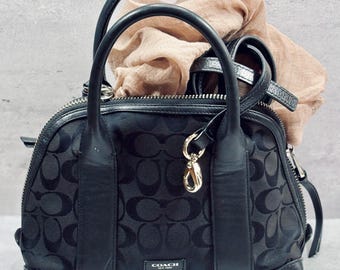 Coach Black Signature Jacquard Dome Satchel with Detachable Shoulder Strap