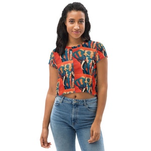 Ellie The Blue Elephant All-Over Print Crop Tee