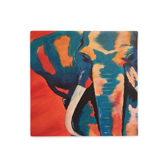 Ellie the Blue Elephant Pillow Case Etsy