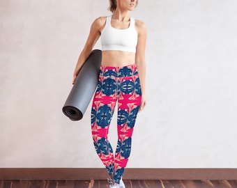 Pink & Blue Fiori Yoga Leggings