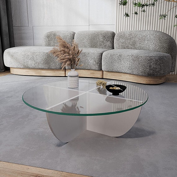 Ronde onbreekbare glazen salontafel glazen bijzettafel - Etsy