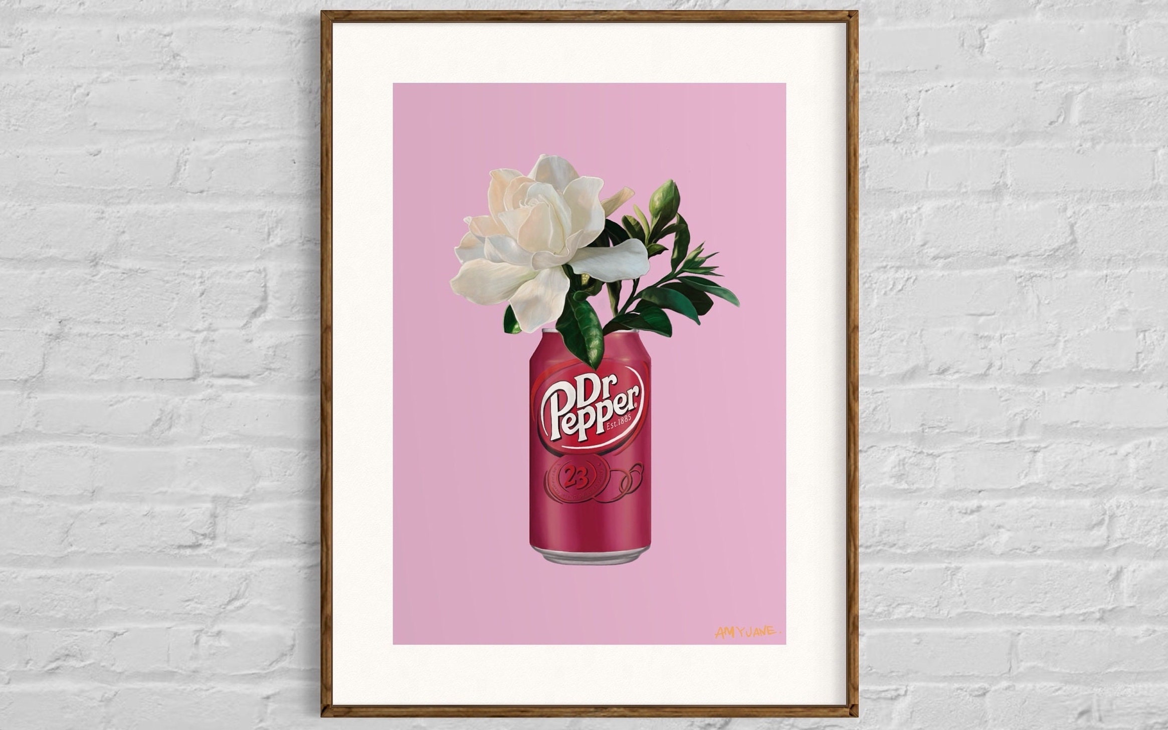 Peppery Petals Digital Download of Dr Pepper Art, Gardenia Flower
