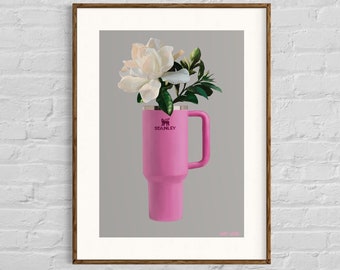 Coupe Stanley Gardenia Quencher - téléchargement numérique, art floral, art de gobelet Stanley, art pour la maison,