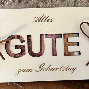 Geldgeschenk| Geburtstagskarte| Holzkarte, Geschenkidee zum Geburtstag