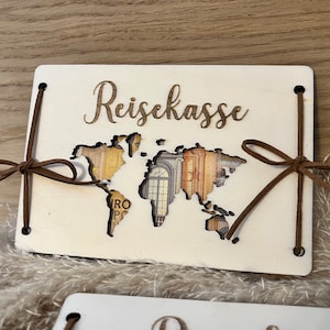 Geldgeschenk, Weltkarte, Geschenkidee für Reise, Geburtstagsgeschenk, Geldgeschenk Hochzeit, Geldverpackung, Geschenkidee Reisekasse