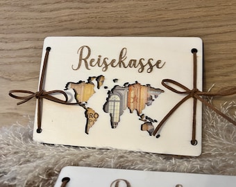 Geldgeschenk, Weltkarte, Geschenkidee für Reise, Geburtstagsgeschenk, Geldgeschenk Hochzeit, Geldverpackung, Geschenkidee Reisekasse