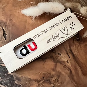 Duplo Geschenkbox graviert - Du machst mein Leben perfekt, Geschenkbox für Duplo Schokoriegel