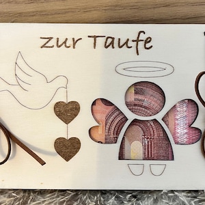 Geldgeschenk Taufe, Engel und Taube