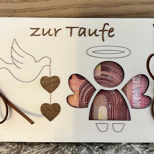 Geldgeschenk Taufe, Engel und Taube