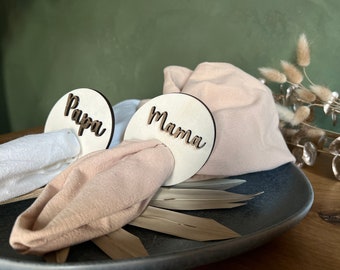 Serviettenring personalisiert mit Namen, Hochzeitsdeko, Platzkarte, Tischkarte, Gastgeschenk Hochzeitsgäste, Taufe, Jubiläum