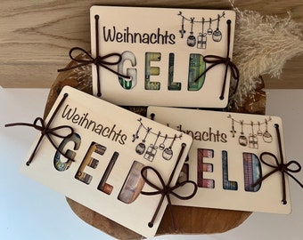 Weihnachtsgeschenk, Weihnachts Geldgeschenk, Geschenkidee zu Weihnachten, Holzkarte für Geldgeschenke