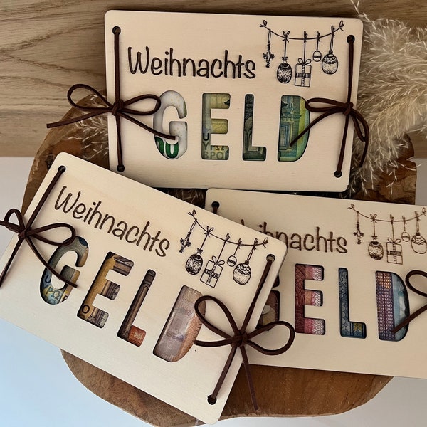 Weihnachtsgeschenk, Weihnachts Geldgeschenk, Geschenkidee zu Weihnachten, Holzkarte für Geldgeschenke