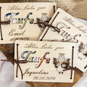 Taufe Geschenk, Taufgeschenk für Mädchen und Jungen personalisiert mit Namen und Datum Geldgeschenk zur Taufe mit Schutzengel zum rausnehmen