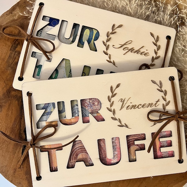 Geldgeschenk zur Taufe personalisiert mit Namen