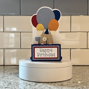 Handmade Rectangle Pop Up Card, Birthday Pop Up Card, Happy Birthday Card, Dog Birthday Card,  Puppy Birthday Card