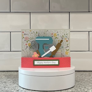 Handmade 3D Pop Up Curved Mixer Card, Mother&#39;s Day Card, Thank You Card, Happy Birthday Card, A2 Pop Up Card
