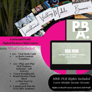 RBA Mini Course | MRR Course | Business Start Up Plan | Passive Income | Business Course |Resell Rights | PLR Digital Products