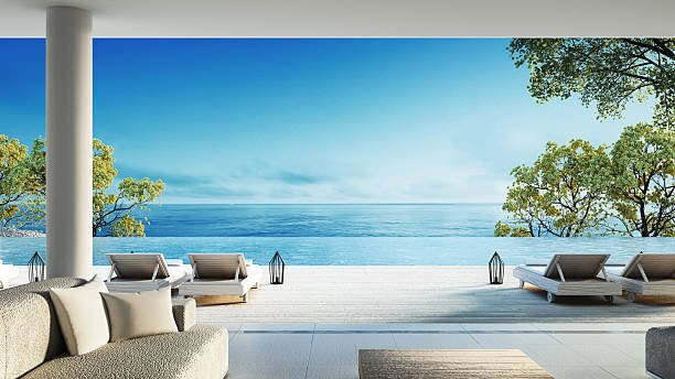 Simple Zoom Backgrounds Minimal Living Room Sea View - Etsy Norway