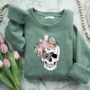 Flower Skull DTF Transfers, Ready to Press, Tshirt Transfers, Heat Transfer, Direct to Film Transfer, Screen Print, Skull Dtf Ready To Press