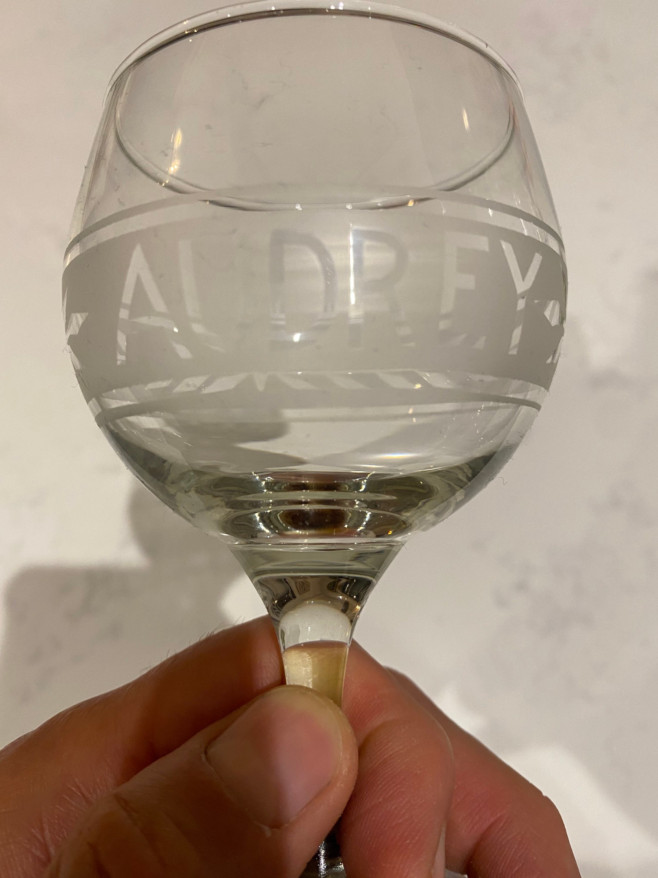 Vintage Etched Wine Glasses With Names and Foliage Scrolls Etsy UK