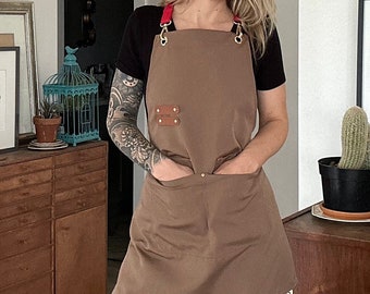 Custom Barber Apron with Pockets Personalized Hairdresser Apron Cross Back Hair Stylist Apron Custom Name Barber Apron Personalized Gift