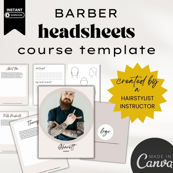 Barber Headsheet Template Head Sheet for Barber Course Men's Haircutting Business Material Barbershop Business Barber Instructor Head Form