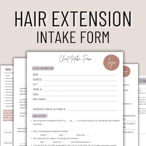 Intakeformulier voor haarverlenging Intakeformulier voor haarconsultverlenging Toestemmingsformulier voor kapper Salonsjabloon Intakegesprek haarverlenging