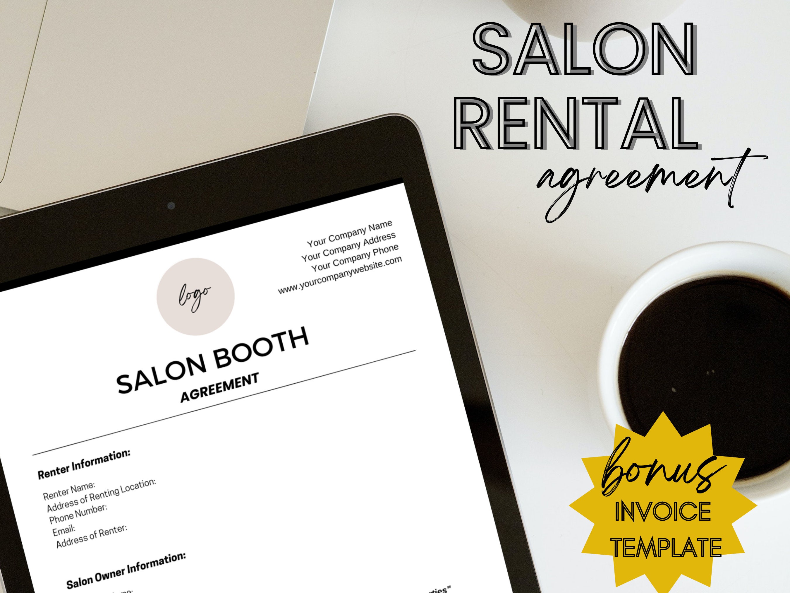 Salon Booth Rental Contract Chair Rental Agreement Beauty Etsy