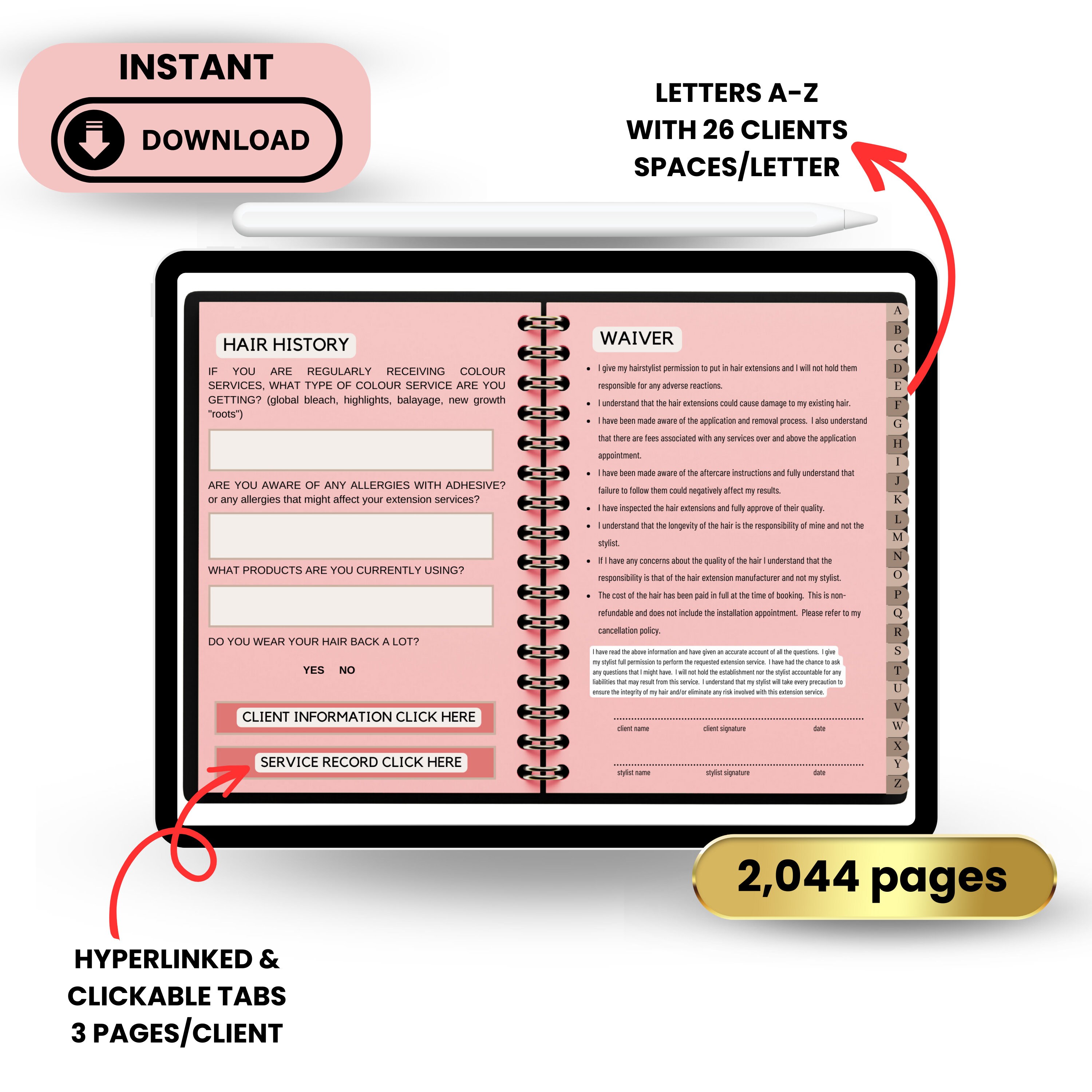 Hair Extension Form Hair Stylist Client Intake Form Hair Etsy