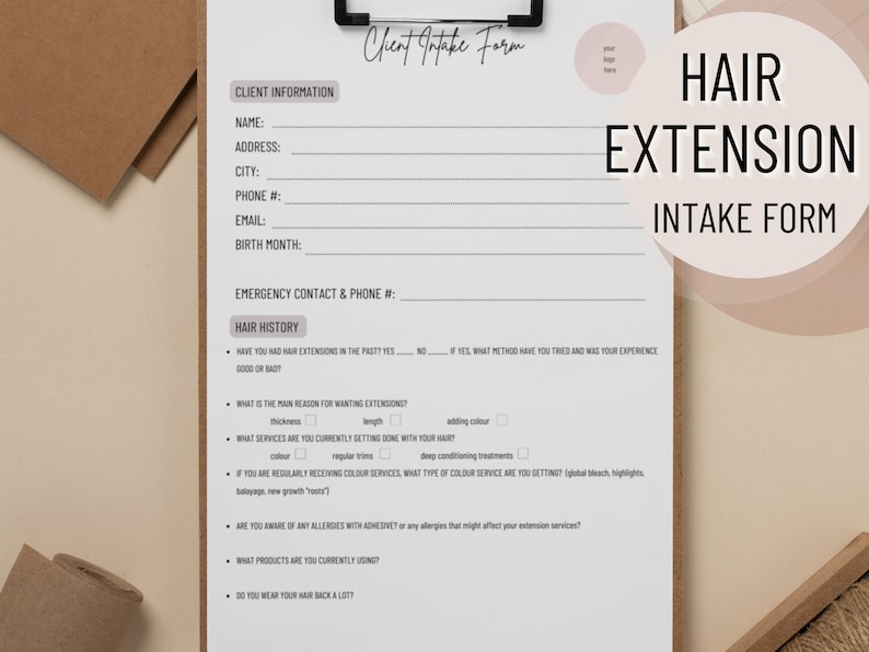 Hair Extension Consultation Form Hair Extension Aftercare Etsy
