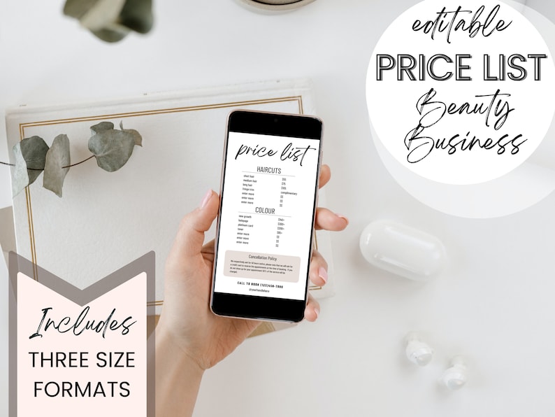 Price List Template Hair Salon Price List Hair Stylist Etsy