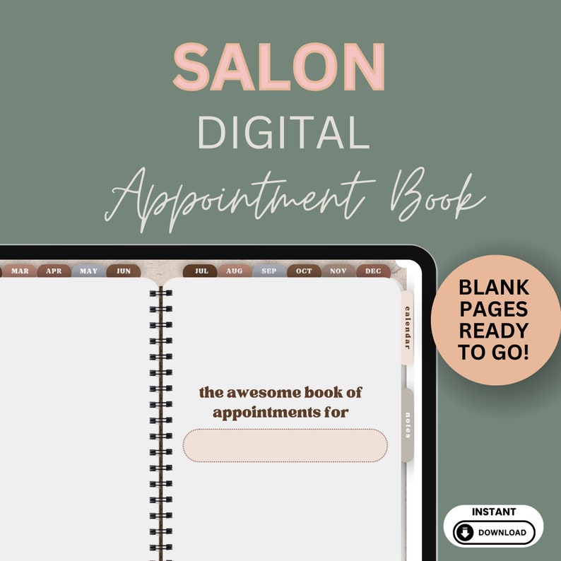 Digital Salon Spa Appointment Book Planner for Hairstylist Digital Planner Esthetician Digital Appointment Book Salon Planner Appointment image 5