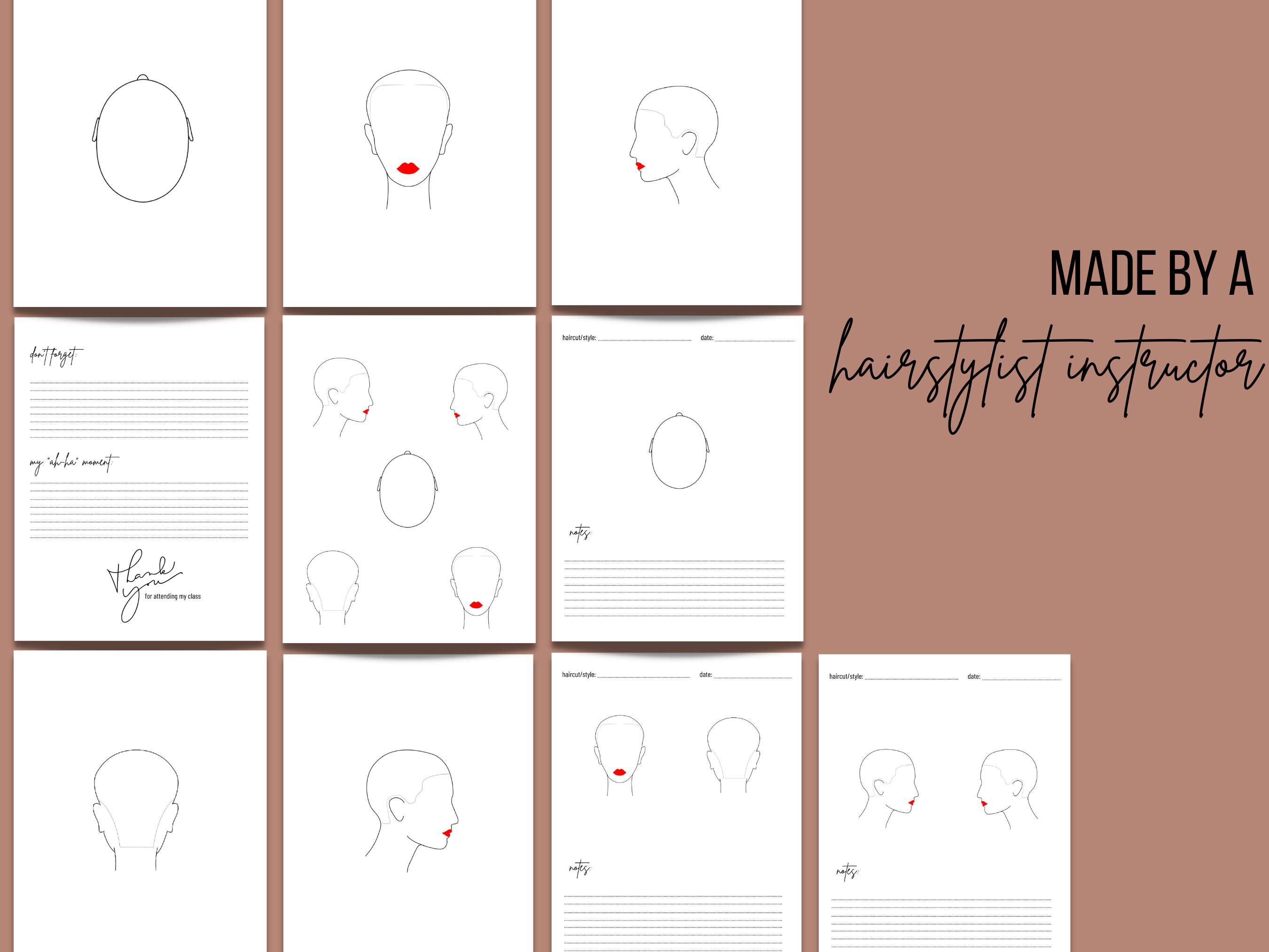 Haircutting Head Sheets Hairstylist Head Sheets Printable Blank