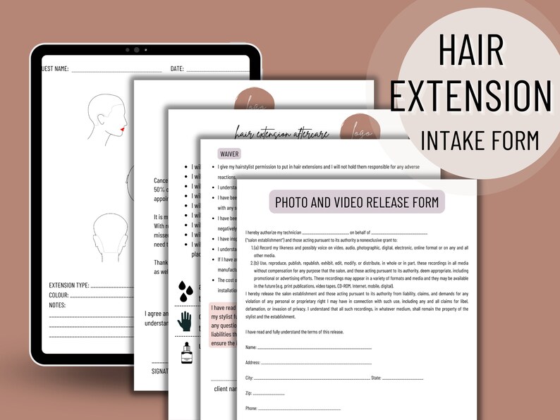 Hair Extension Consultation Form Hair Extension Aftercare Etsy