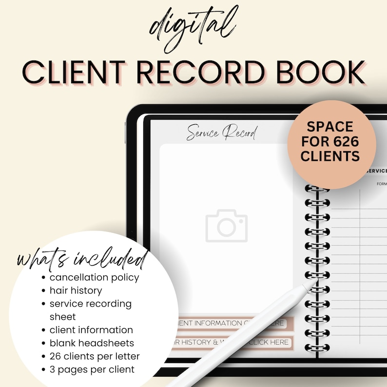 Client Record Book Hairstylist Client Book Digital Planner Cosmetology ...