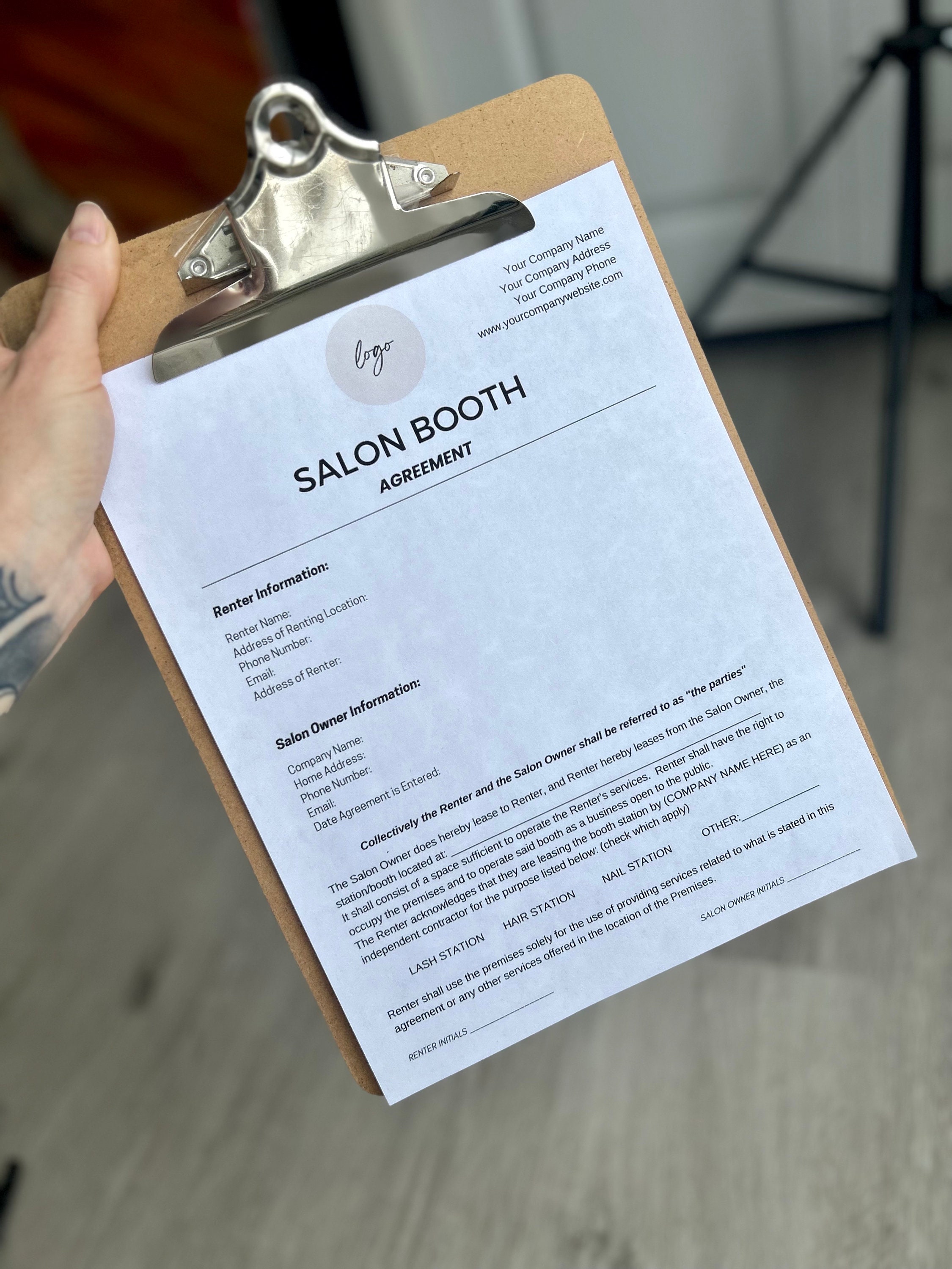 Salon Booth Rental Contract Chair Rental Agreement Beauty Etsy