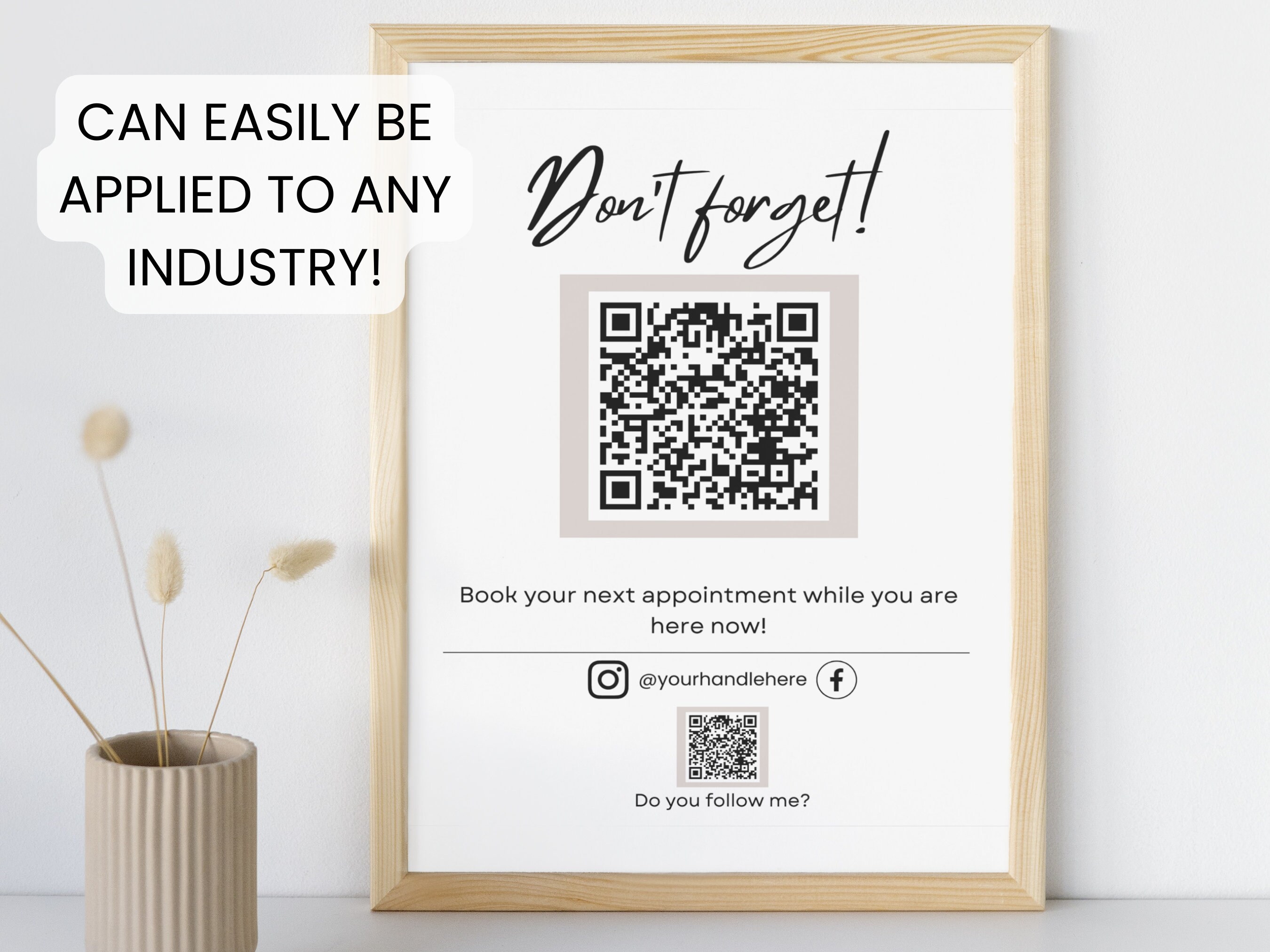 QR Code Salon Sign Template Hairdresser Qr Sign Template Etsy