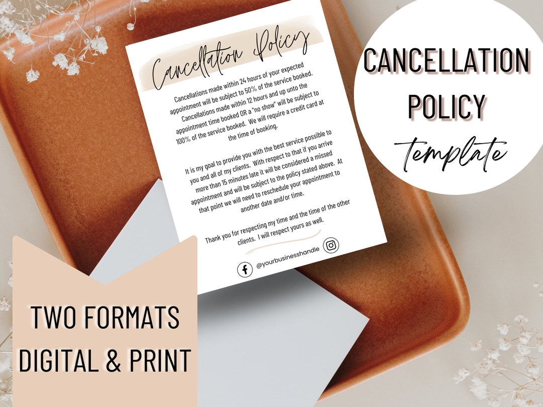 Cancellation Form Late Appointment Policy Form Cancellation Policy