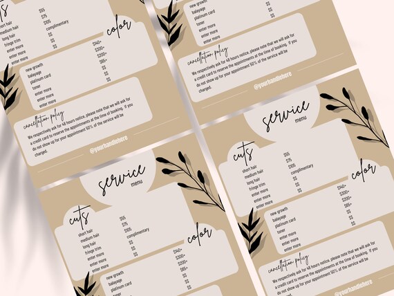 Price List Template Hair Salon Price List Hair Stylist - Etsy Price List Template Hair Salon Price List Hair Stylist - Etsy