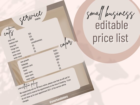 Price List Template Hair Salon Price List Hair Stylist - Etsy Price List Template Hair Salon Price List Hair Stylist - Etsy