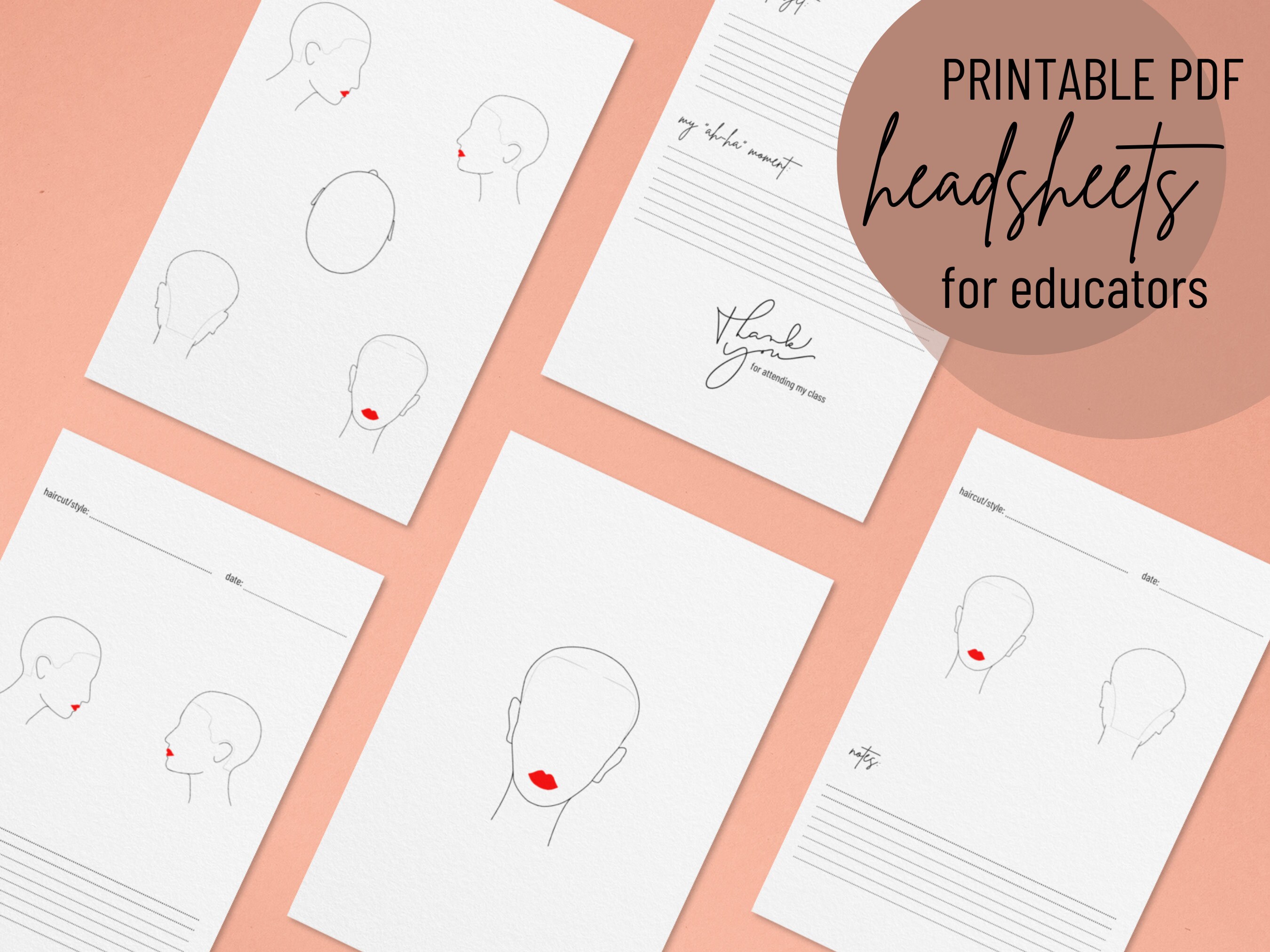 Haircutting Head Sheets Hairstylist Head Sheets Printable Blank ...